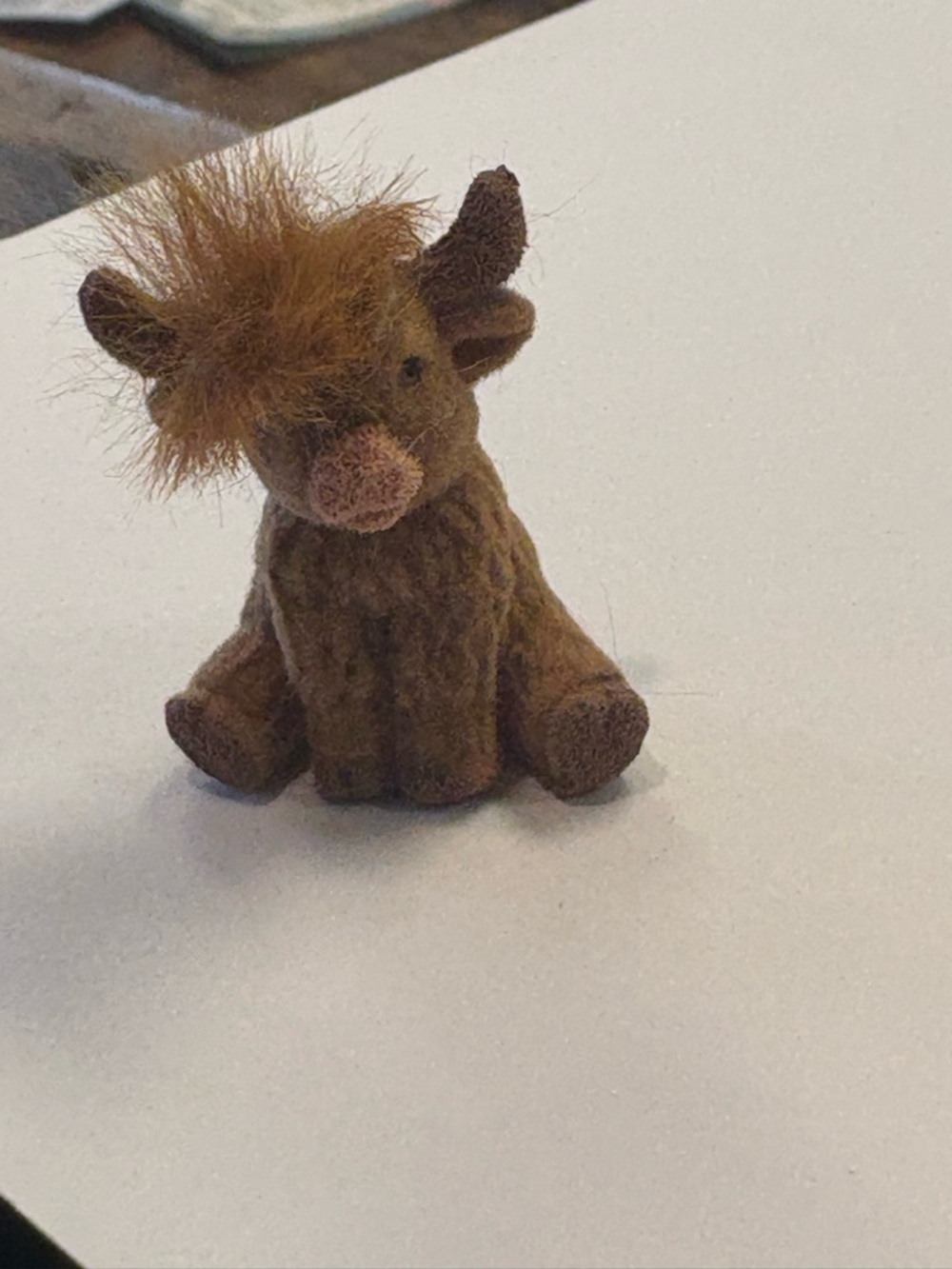 Mini Brown Flocked Highland Cow Figurine